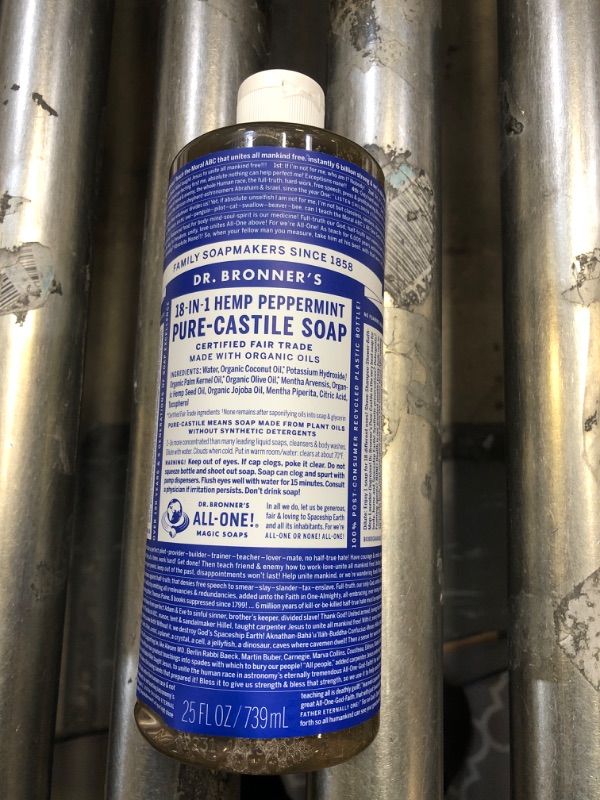 Photo 2 of Dr. Bronner's Dr. Bronner Hemp Peppermint Pure Castile Oil Made with Organic Oils Certified - 25 Oz, 1count Peppermint 25 Fl Oz (Pack of 1)