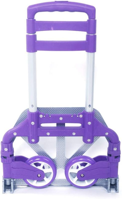 Photo 1 of Aluminium Portable Folding Collapsible Push Truck,Hand Trolley Luggage Hand Cart and Dolly 165.35 lbs (75kg) for Home, Auto, Office,Travel Use (Purple)\
HAS SCRATCHES*************
