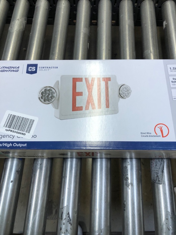 Photo 2 of Lithonia Lighting LHQM LED R HO M6 LED Exit and Emergency Light Combo 2-Head Fixture, Red Letters and High Output Battery Backup Red LHQM LED R HO M6