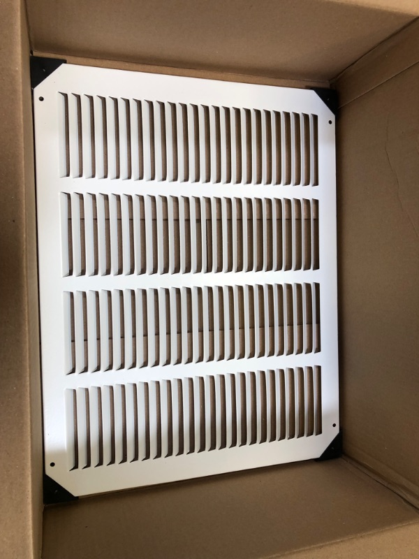 Photo 2 of 16"w X 12"h Steel Return Air Grilles - Sidewall and Ceiling - HVAC Duct Cover - White [Outer Dimensions: 17.75"w X 13.75"h]