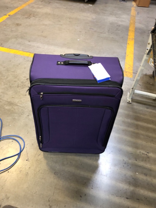 Photo 2 of American Tourister Pop Max Softside Luggage with Spinner Wheels, Purple, Checked-Large 29-Inch Checked-Large 29-Inch Purple