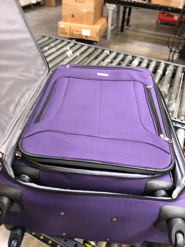 Photo 3 of American Tourister Pop Max Softside Luggage with Spinner Wheels, Purple, Checked-Large 29-Inch Checked-Large 29-Inch Purple