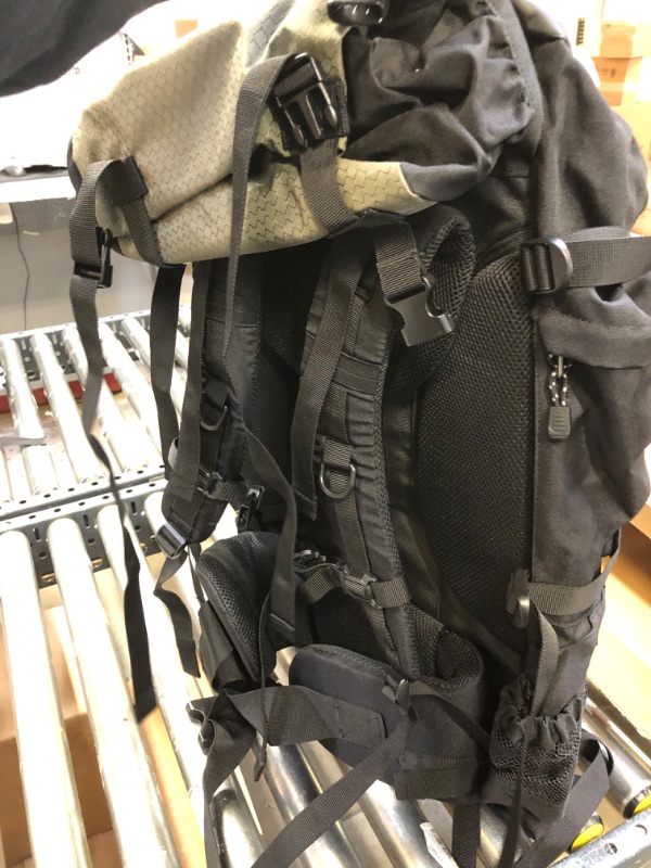 Photo 1 of Amazon Basics Internal Frame Hiking Backpack with Rainfly 75 L Green