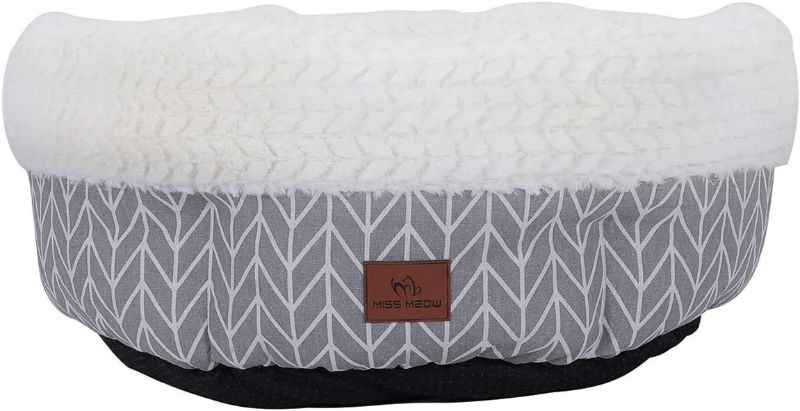 Photo 1 of 
Miss Meow Cat Bed for Indoor Cats,Medium Large Cats Cave Bed,Machine Washable Slip Resistant Bottom,Ultra Soft Plush Cushion (Gray Arrow Round L)
Color:Gray Arrow Round L