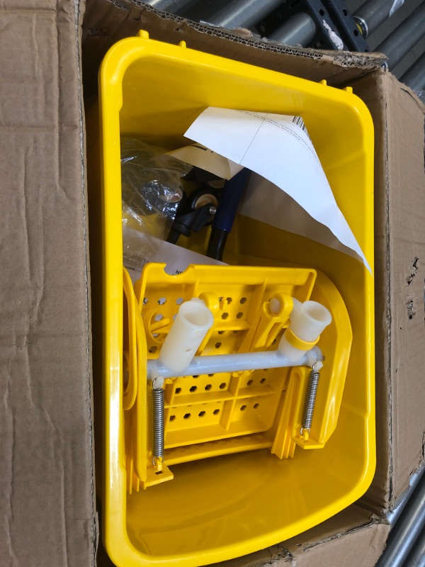 Photo 2 of Mop Bucket with Wringer on Wheels, Commercial Mop and Bucket with Wringer Set, Mop Bucket Separate Dirty Water Perfect for School, Offices, Resturants, Restrooms, Yellow( 22 Quarts)