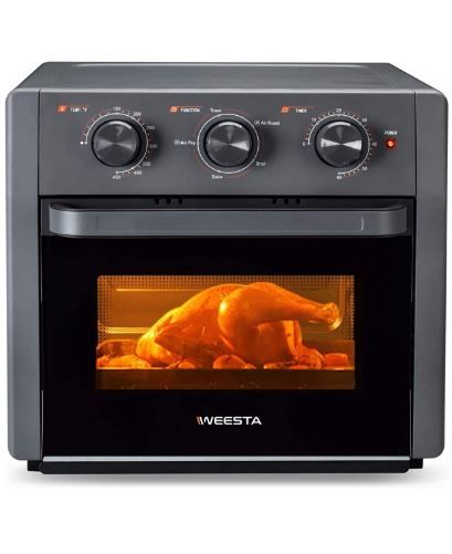 Photo 1 of weesta Air Fryer Toaster Oven, 4 Slice 19 QT Convection Airfryer Countertop Oven, Roast, Bake, Broil, Reheat, Fry Oil-Free, Cooking Accessories Included, Stainless Steel, Gray, 1400W
