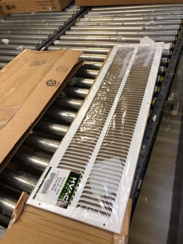 Photo 3 of 2----8" x 32" Return Air Grille - Sidewall and Ceiling - HVAC Vent Duct Cover Diffuser - [White] [Outer Dimensions: 9.75w X 33.75"h] 8 x 32 White