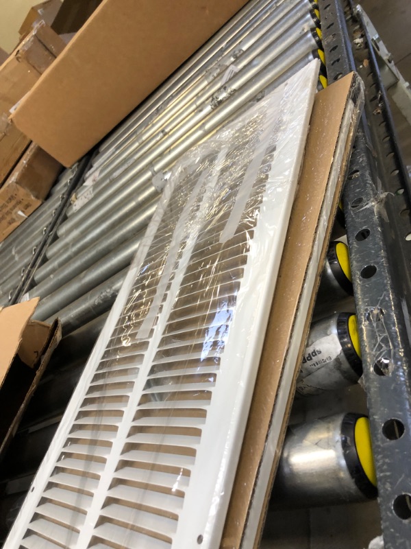 Photo 2 of 2----8" x 32" Return Air Grille - Sidewall and Ceiling - HVAC Vent Duct Cover Diffuser - [White] [Outer Dimensions: 9.75w X 33.75"h] 8 x 32 White