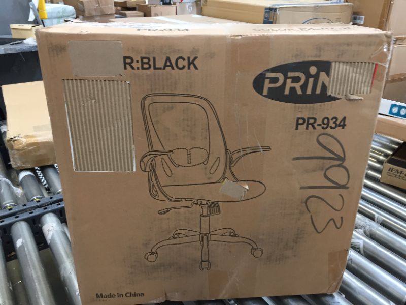 Photo 4 of Office Chair Primy Ergonomic Desk Chair with Adjustable Lumbar Support and Height, Swivel Breathable Desk Mesh Computer Chair with Flip up Armrests for Conference Room (Black) PR-934 Black