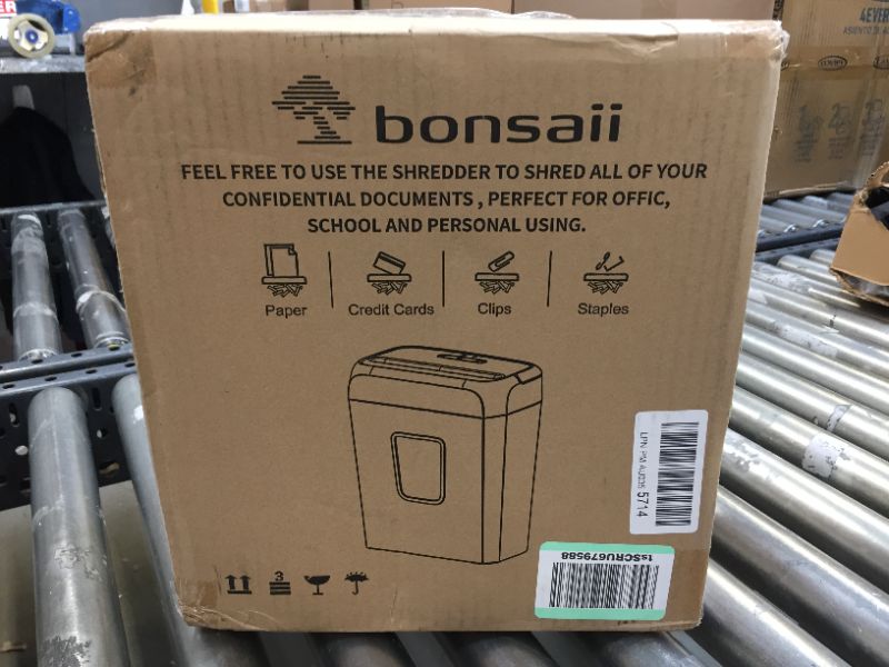 Photo 4 of Bonsaii Paper Shredder for Home Use,6-Sheet Crosscut Paper and Credit Card Shredder for Home Office,Home Shredder with Handle for Document,Mail,Staple,Clip-3.4 Gal Wastebasket(C237-B)
