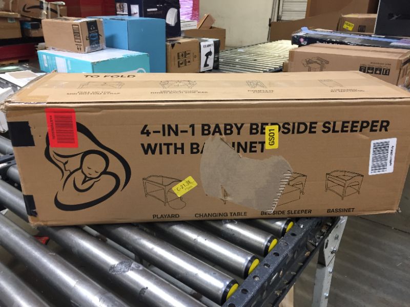 Photo 3 of Beka Baby 4 in 1 Bassinet Bedside Sleeper, Baby Bedside Crib 4 Functions, Bedside Bassinet Crib Sleeper, Playard, Changing Table, Baby Bassinet for Newborn Baby
