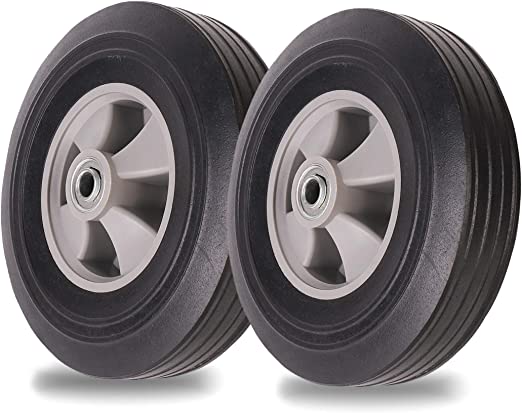 Photo 1 of (2-Pack) AR-PRO 10''x2.5'' Flat Free Solid Rubber Replacement Tires, Flat-Free Tires for Hand Trucks and Wheelbarrows with 10” Tires with 5/8" Axles
