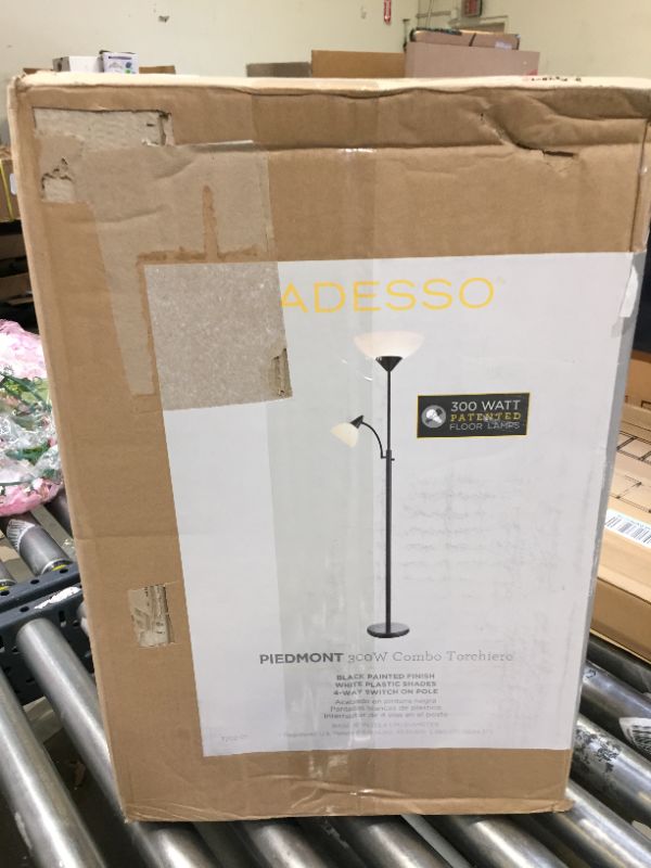 Photo 4 of Adesso 7202-01 Piedmont 71" Torchiere with Adjustable Reading Lamp, 2 Lights, Black, Smart Outlet Compatible
