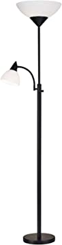Photo 1 of Adesso 7202-01 Piedmont 71" Torchiere with Adjustable Reading Lamp, 2 Lights, Black, Smart Outlet Compatible
