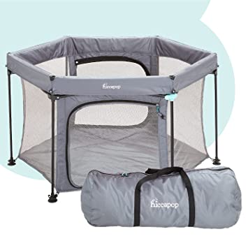 Photo 1 of hiccapop 53" PlayPod Deluxe Portable Playpen for Babies and Toddlers, Portable Play Yard for Baby with Padded Floor | Pop Up Playpen at Beach and Home | Outdoor Playpen for Baby | Portable Playard
