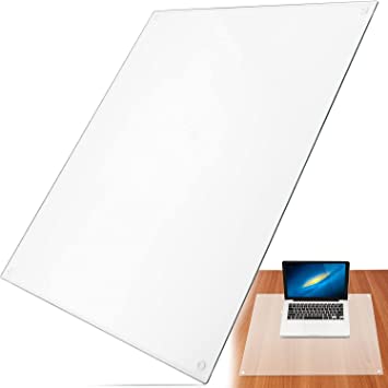 Photo 1 of 19" x 24" Tempered Glass Desk Mat to Protect Your Desk - Sleek Glass Desk Pad for Your Keyboard or Computer Monitor - Clear Desk Mat for Desktop - Dry Erase Desk Pad Made with Sturdy Reinforced Glass
