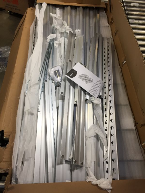 Photo 1 of Amazon Basics Heavy Duty Storage Shelving Unit - Double Post, 60 x 24 x 78 Inch, High-Grade Aluminum & Medium Duty Storage Shelving Double Post Press Board Shelf, 48 x 18 x 72 Inch, Aluminum