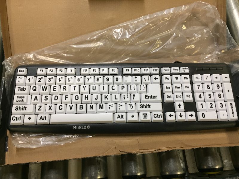 Photo 2 of Nuklz N Large Print Computer Keyboard | Visually Impaired Keyboard | High Contrast Black and White Keys Makes Typing Easy | Perfect for Seniors and Those Just Learning to Type