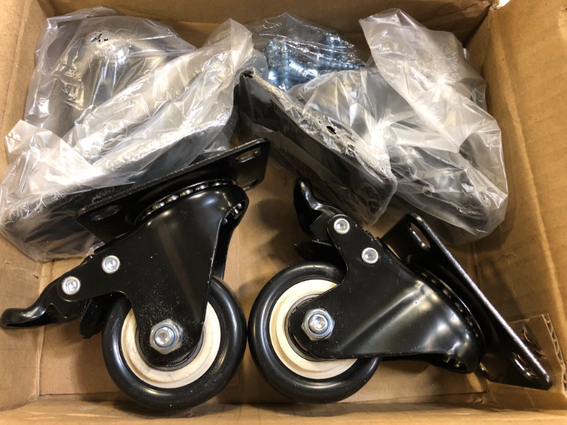 Photo 2 of 2 inch Swivel Caster Wheels,Heavy Duty Plate Casters with Safety Brake Total Capacity 600lbs (Pack of 4) 4 with brakes