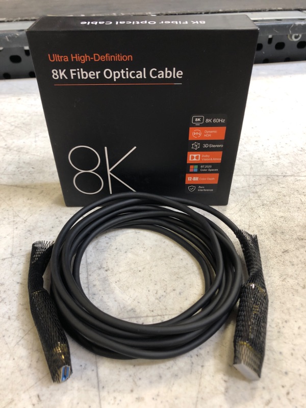 Photo 2 of DGHUMEN 8K Fiber Optic HDMI 2.1 Cable 10Feet, Supports 8K@60Hz 4K@120Hz Ultra High Speed 48Gbps Dynamic HDR, eARC,ARR, Dolby Atmos, Compatible with PS5, Xbox Series X, UHD TV-Gold 10 ft / 3M Fiber Optic