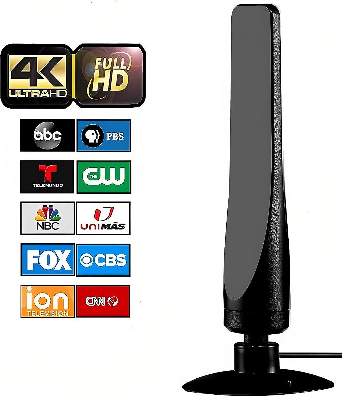 Photo 1 of ANTIER Amplified Digital TV Antenna 450 Miles Range HDTV - Support 4K 8K 1080p Fire tv Stick and All Older TV's - Smart Switch Amplifier Indoor Signal Booster - 9ft Coax Cable
