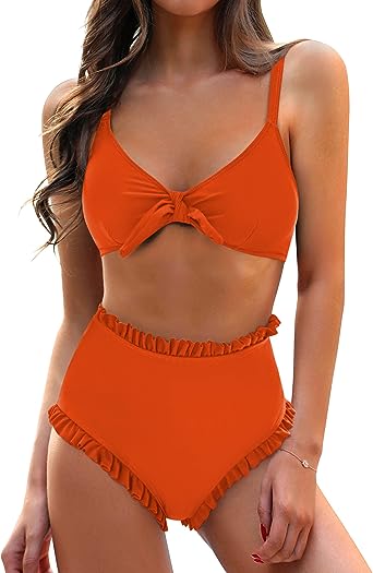 Photo 1 of TINSTREE High Waist Bikini Sets for Women Two Piece Tummy Control Swimsuit Straps Top with Bottom Bathing Suit Large
