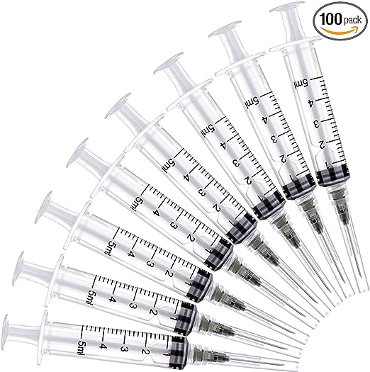 Photo 1 of 100 Pack 5ml with 22Ga Disposable Plastic Measuring Lab Supplies, Individually Sealed Wrapped
