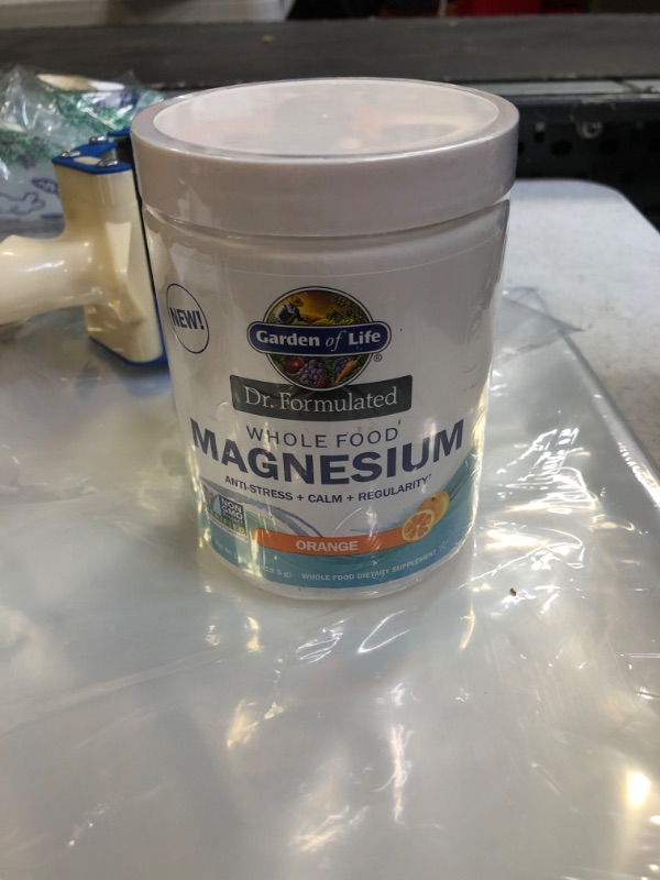 Photo 2 of Garden of Life Dr. Formulated Whole Food Magnesium 419.5g Powder - Orange, Chelated, Non-GMO, Vegan, Kosher, Gluten & Sugar Free Supplement with Probiotics - Best for Anti-Stress, Calm & Regularity Orange 14.80 Ounce (Pack of 1)