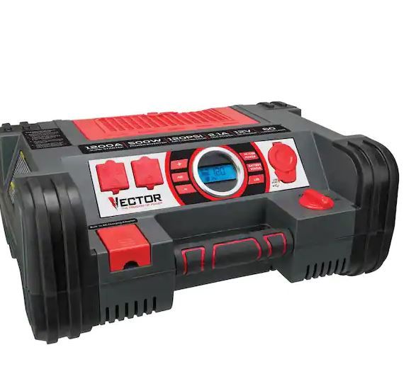 Photo 1 of 1200 Peak Amp Jump Starter, Dual Power Inverter, 120 PSI Air Compressor, USB Charging Port, Rechargeable
