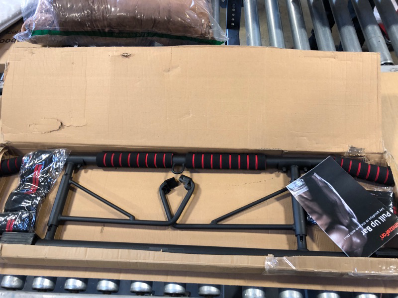 Photo 1 of AmazeFan Pull Up Bar Doorway with Ergonomic Grip - Fitness Chin-Up Frame for Home Gym Exercise - 2 Professional Quality Wrist Straps + Workout Guide - No Installation Needed(Fits Almost All Doors)