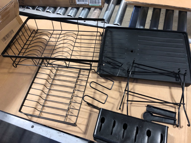 Photo 2 of 2 Tier Dish Drying Rack for Kitchen Counter, Aredy Black Metal Dish Drainers Rack with Drainboard, Large Dish Dryer with Detachable Cup Rack and Utensil Holder