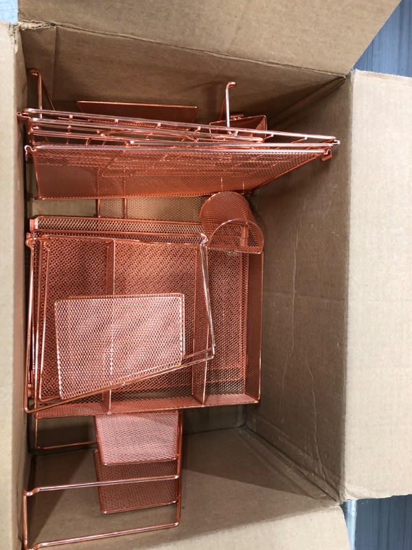 Photo 2 of Rose Gold Desk Organizers and Storage Accessories Desktop Rack File Organizer with File sorters and Drawer for Office Supplies, Paper, Device and Folder.  Storage, Filing, Pen/Pencil Holder