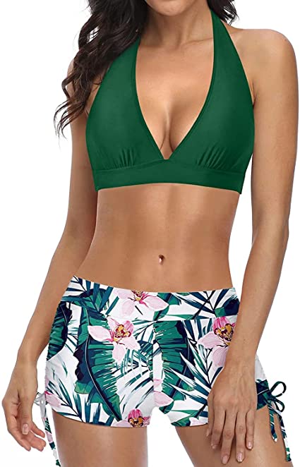 Photo 1 of Holipick Two Piece Bathing Suit with Shorts for Women Push Up Bikini Swimsuit Set with Boy Short XL
