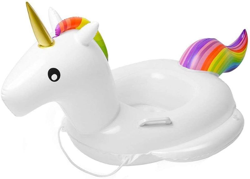 Photo 1 of Baby Pool Float Unicorn Toddlers Floaties Infant Inflatable Swimming Ring with Handles for Kids Aged 1-6 Years
