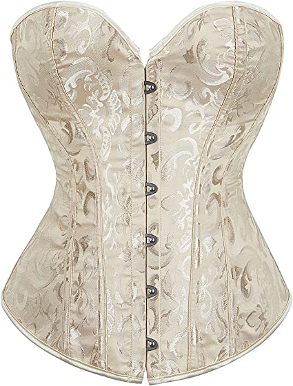 Photo 1 of Alivila.Y Fashion Womens Vintage Floral Denim Overbust Corset Bustier Top with thong panty size LARGE
 color cream