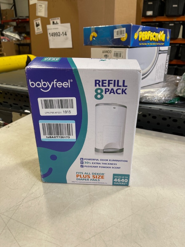 Photo 2 of Babyfeel Refills Compatible with DEKOR PLUS Diaper Pails | 8 Pack | Exclusive 30% Extra Thickness | Diaper Pail Refills with Powerful Odor Elimination | Fresh Powder Scent | Holds up to 4640 Diapers 8 Count (Pack of 1)