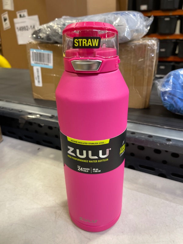 Photo 2 of ZULU Swift Stainless Steel Vacuum Insulated Water Bottle with Covered Silicone Straw, 40oz (Tulip) 40 Oz Tulip