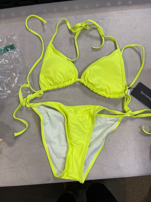 Photo 1 of 2PC NEON YELLOW STRING BIKINI, SIZE M