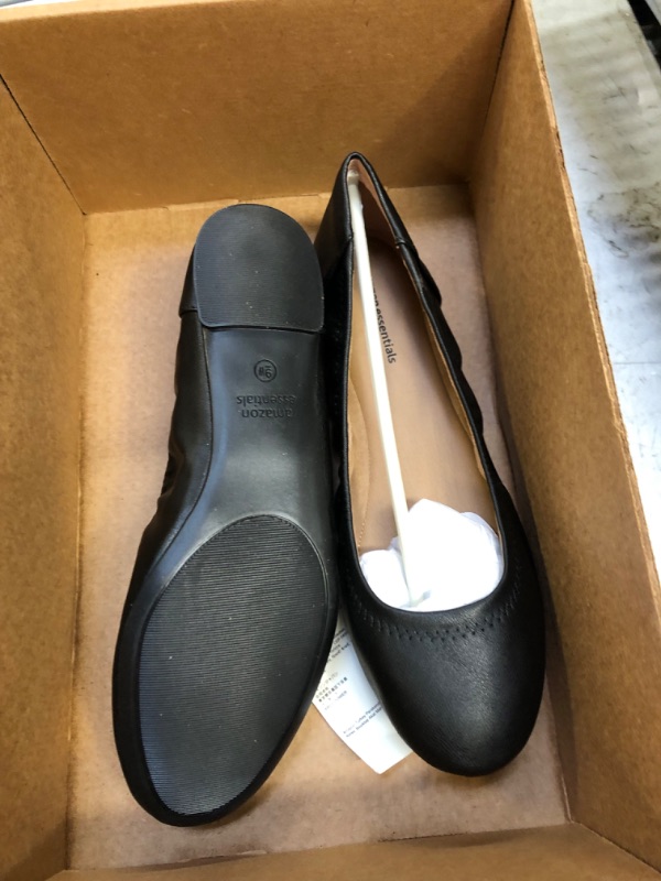 Photo 2 of Amazon Essentials Women's Belice Ballet Flat 5 Black Faux Leather