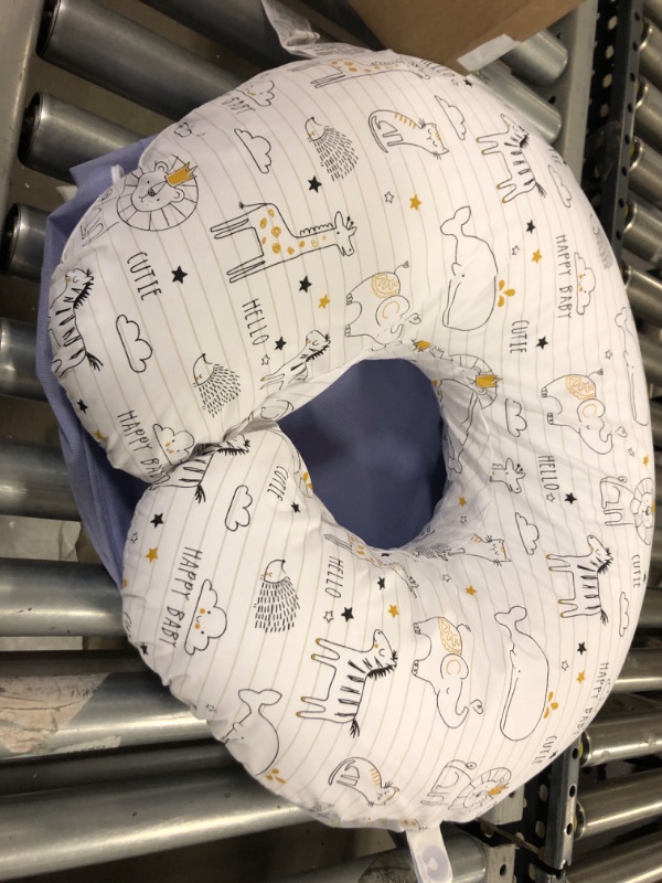 Photo 2 of Boppy Nursing Pillow and Positioner - Original, Notebook Black and White with Gold Animals, Breastfeeding, Bottle Feeding, Baby Support, with Removable Cotton Blend Cover, Awake-Time Support