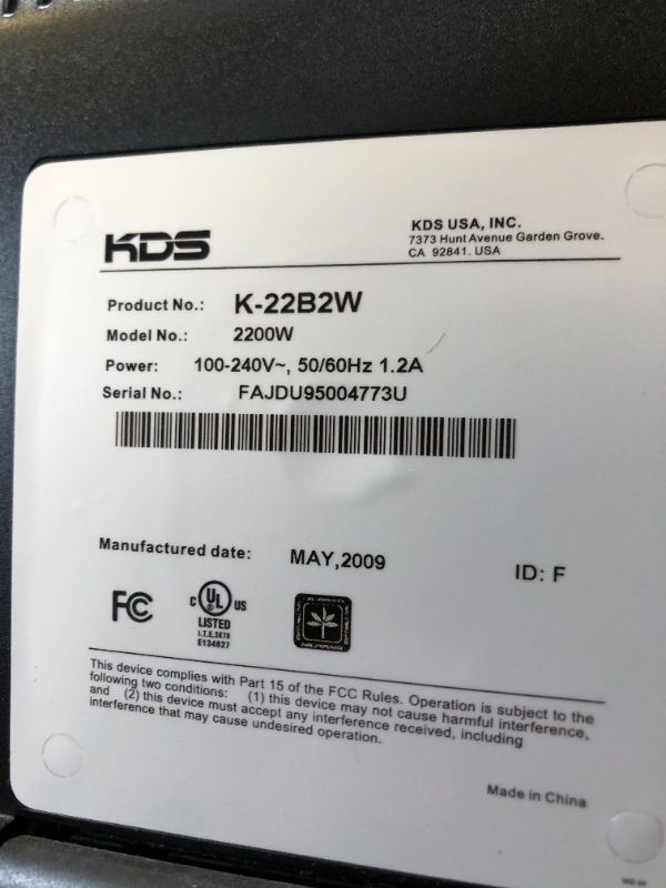 Photo 5 of KDS K-22B2W Black 22" 5ms Widescreen LCD Monitor 300 cd/m2 1000:1 Built in Speakers w/ HDCP Support -----  OUT OF BOX 