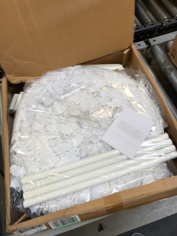 Photo 1 of 6FT Pencil Christmas Tree with 80 Lights?Battery Operated Tinsel Small Christmas Tree with Timer?Diameter 20in pop up Xmas Tree with Bow-Knot and 30 Ball Ornament for Holiday Home Party Decor?White?
