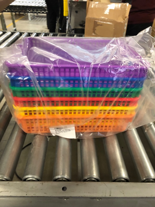 Photo 4 of Really Good Stuff - 666001 Plastic Desktop Paper Storage Baskets for Classroom or Home Use – Plastic Mesh Baskets in Fun Rainbow Colors – 14.25” x 10” – (Set of 6)