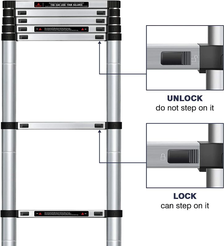 Photo 1 of augtarlion Aluminum Telescoping Extension Ladder, Folding Telescopic Ladder with Locking Mechanism, Multi-Purpose Collapsible Ladders for Home Or Outdoor, RV Ladder, Heavy Duty 330 lbs Load
