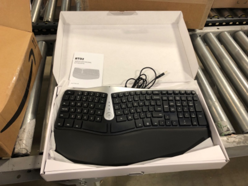 Photo 2 of Nulea Ergonomic Keyboard, Wired Split Keyboard with Pillowed Wrist and Palm Support, Featuring Dual USB Ports, Natural Typing Keyboard for Carpal Tunnel, Compatible with Windows/Mac