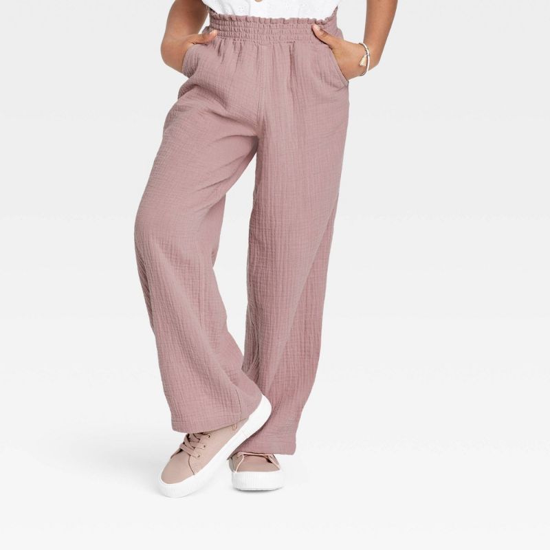 Photo 1 of Girls' Wide-Leg Gauze Pants - Cat & Jack™7/8