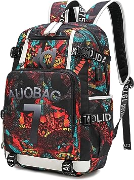 Photo 1 of AUOBAG Canvas Backpack for men School bag for boys Bookbag for teenage with USB Charging Port Fits 15.6 Inch Notebook (Black)