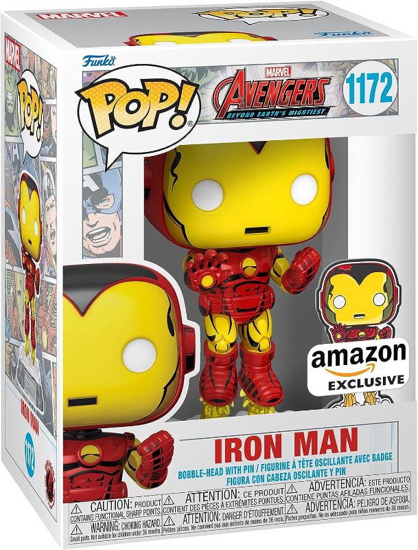 Photo 1 of Funko Pop! & Pin: The Avengers: Earth's Mightiest Heroes - 60th Anniversary, Iron Man with Pin, Amazon Exclusive
