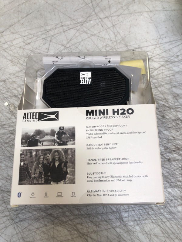 Photo 2 of Altec Lansing Mini H2O - Waterproof Bluetooth Speaker, IP67 Certified & Floats in Water, Compact & Portable Speaker for Hiking, Camping, Pool, and Beach
