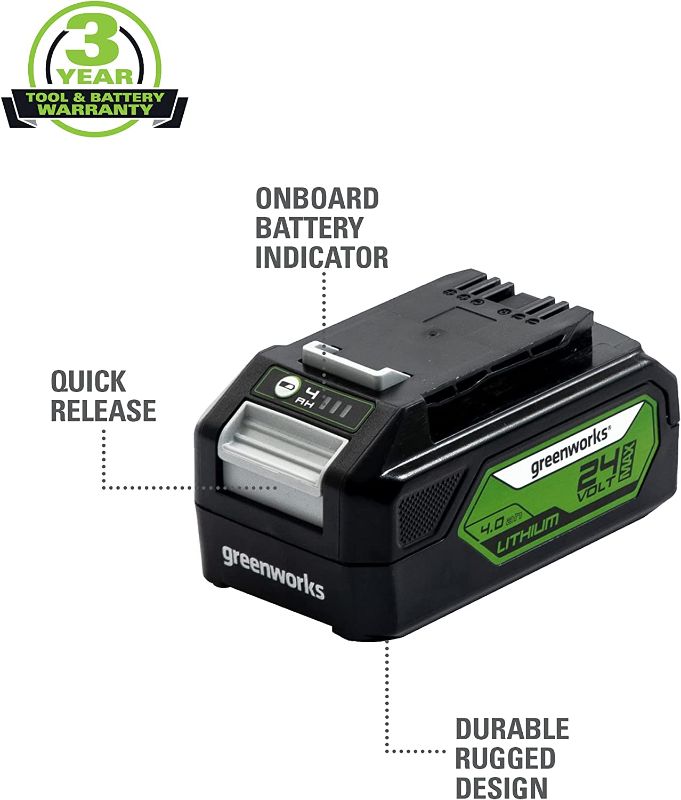 Photo 1 of Greenworks 24V Lithium Ion Battery
